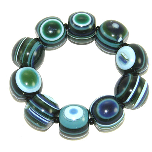 Jackie Brazil "Cat Eyes" Liquorice Allsorts Balls Blue Mix Resin Bracelet ( B0885 )