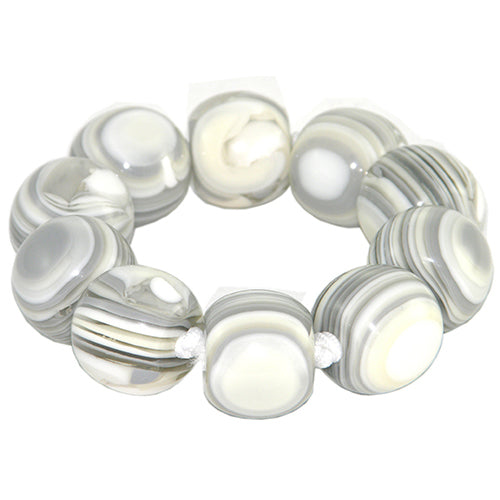 Jackie Brazil "Cat Eyes" Liquorice Allsorts Balls Cream Mix Resin Bracelet ( B0885 )