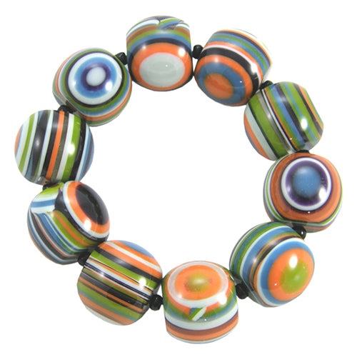 Jackie Brazil "Cat Eyes" Liquorice Allsorts Balls Winter Mix Resin Bracelet ( B0885 )