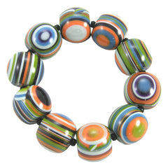 Jackie Brazil "Cat Eyes" Liquorice Allsorts Balls Winter Mix Resin Bracelet ( B0885 )