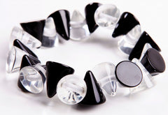 Jackie Brazil "Oscar" Black & Clear Transparent Cones on Elastic Bracelet ( B0935 )