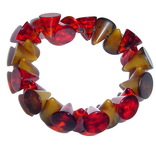 Jackie Brazil "Oscar" Tortoise & Prada Transparent Cones on Elastic Bracelet ( B0935 )