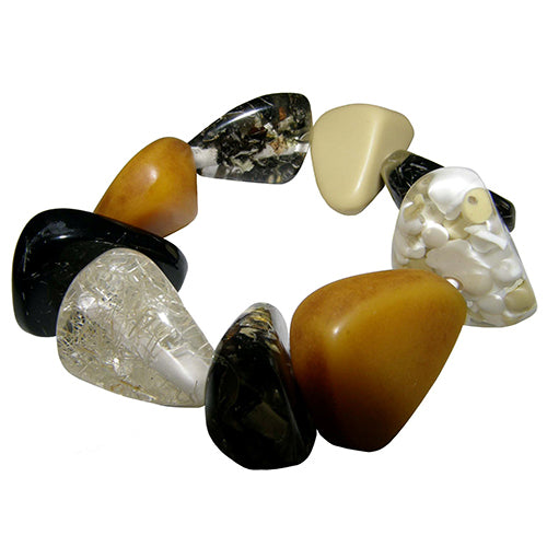 Jackie Brazil "Cusco" Seasons Mix Large Stones Elasticated Bracelet ( B1350 )