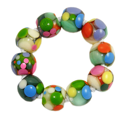 Jackie Brazil "Spots" Spotted Balls On Elastic Resin Bracelet ( B1470 )
