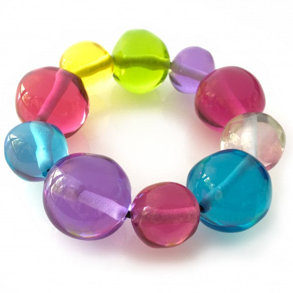 Jackie Brazil "Pebbles On Elastic" Transparent Summer Mix Resin Bracelet ( B2693 )