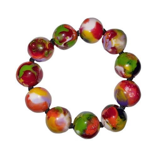 Jackie Brazil "Pebbles On Elastic" Kandinsky Resin Bracelet ( B2693 )