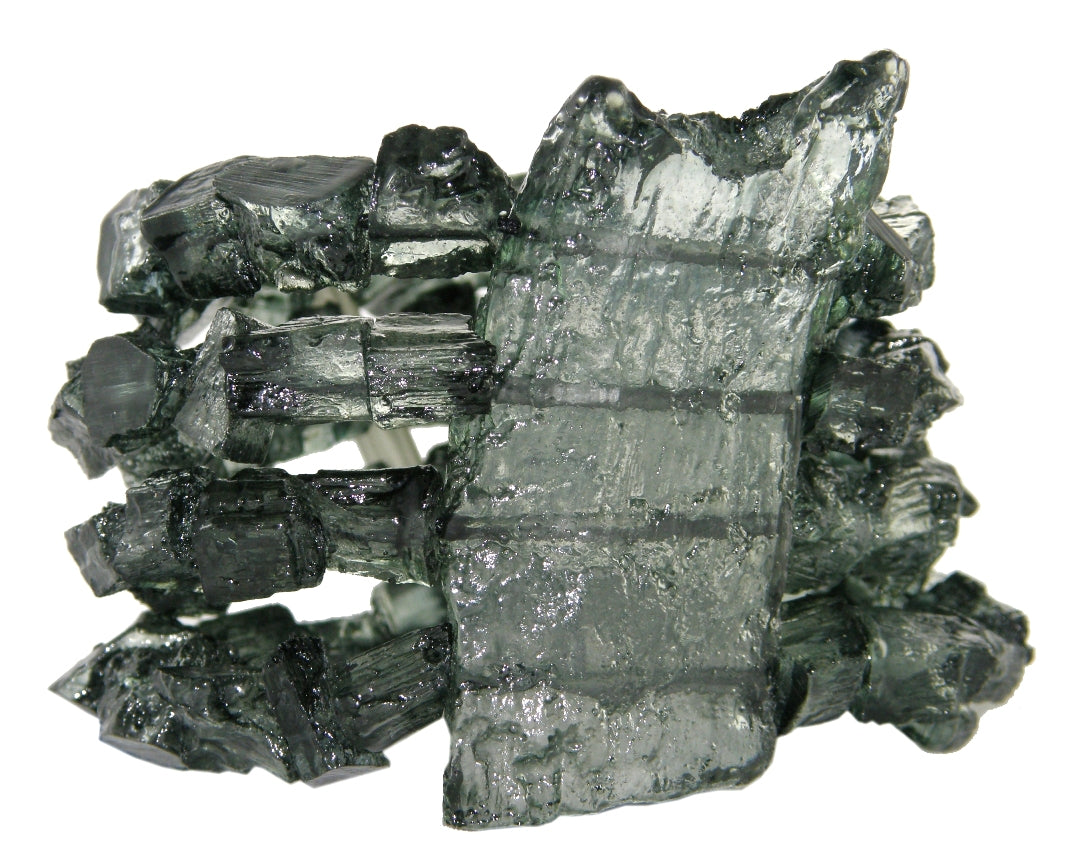 Jackie Brazil "4 Row w/ Feature Plate" Smoked Crystal Charcoal Resin Bracelet ( B2732 )