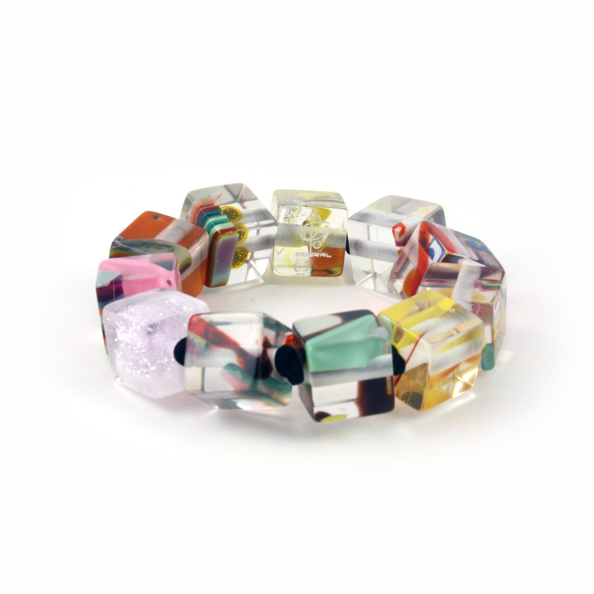 Jackie Brazil "Encapsulated Pieces" Cascade Small Cubes Bracelet ( B3349 )