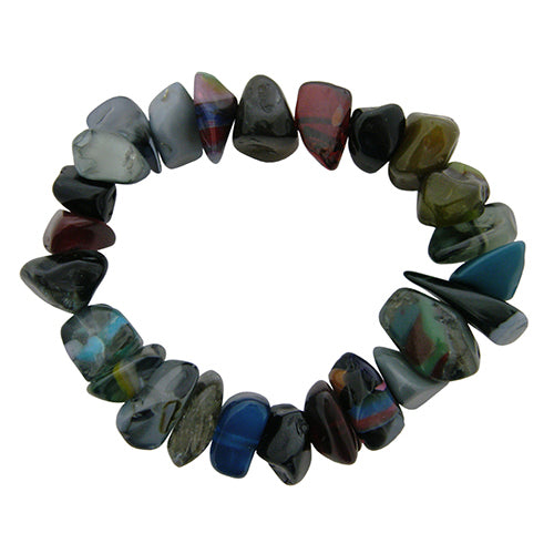 Jackie Brazil "Orient Express" 1 Strand Small Grey Mix Beads on Elastic Resin Bracelet ( B3547 )