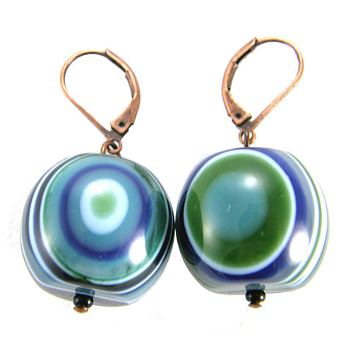 Jackie Brazil "Cat Eyes" Liquorice Balls Blue Mix Short Resin Earrings ( E0960 )
