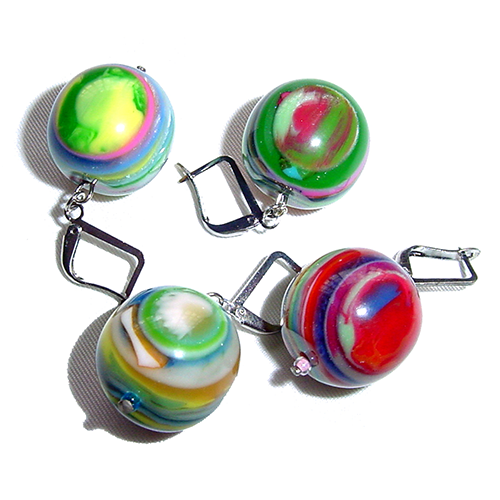 Jackie Brazil "Cat Eyes" Liquorice Balls Mix Colours Short Resin Earrings ( E0960 )