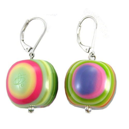 Jackie Brazil "Cat Eyes" Liquorice Balls Spring Mix Short Resin Earrings ( E0960 )