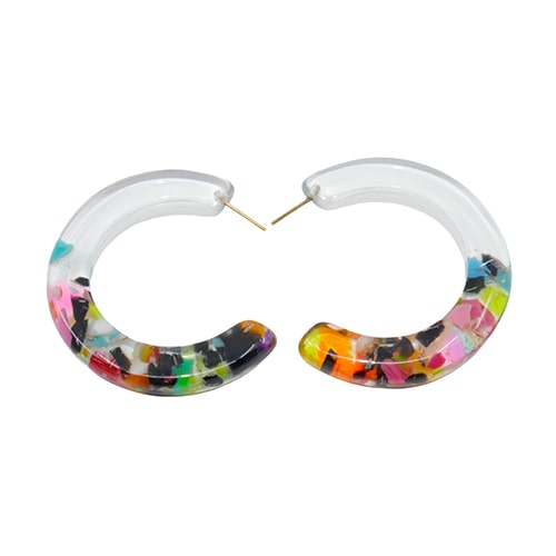 Jackie Brazil "Circus" Cascade Hoop On Pin Resin Earrings ( E0020 )
