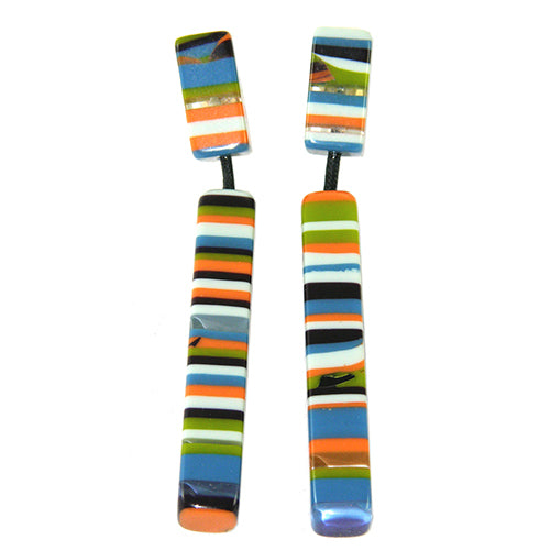 Jackie Brazil "Clarissa" Liqurorice Winter Mix Thin Rectangle Resin Earrings ( E2462 )