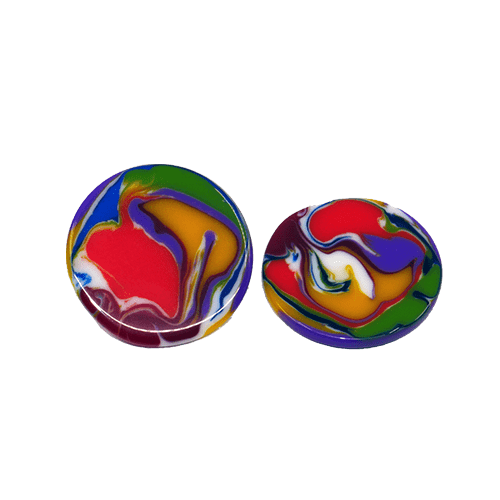 Jackie Brazil "Lena" Kandinsky Disk On Pin Resin Earrings ( E0030 )