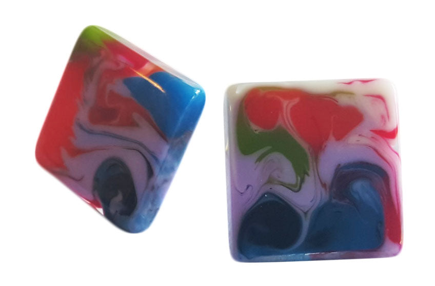 Jackie Brazil "Kandinsky" Small Square Resin Earrings ( E0074 )