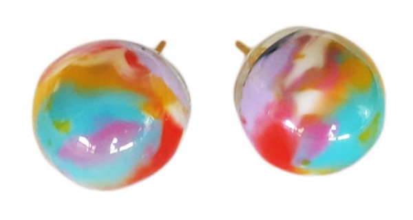 Jackie Brazil "Betty" Kandinsky Small Ball Stud Resin Earrings ( E0095 )