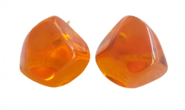 Jackie Brazil "Camille" Orange Transparent Abstract Resin Earrings ( E1053 )