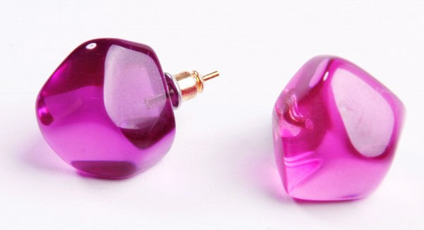Jackie Brazil "Camille" Purple Transparent Abstract Resin Earrings ( E1053 )