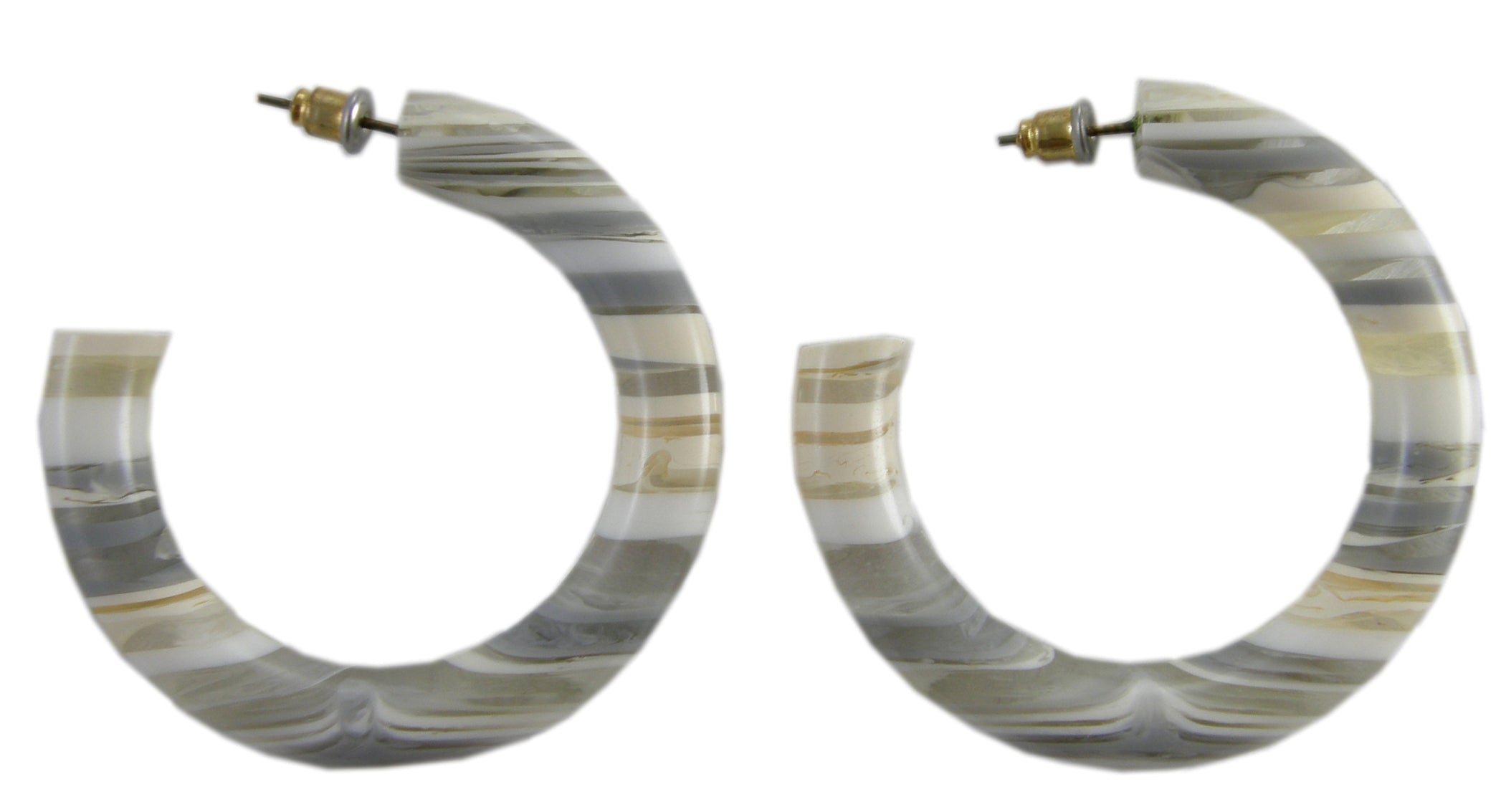 Jackie Brazil "Hoops" Liquorice Spring Cream Mix Resin Earrings ( E2215 )