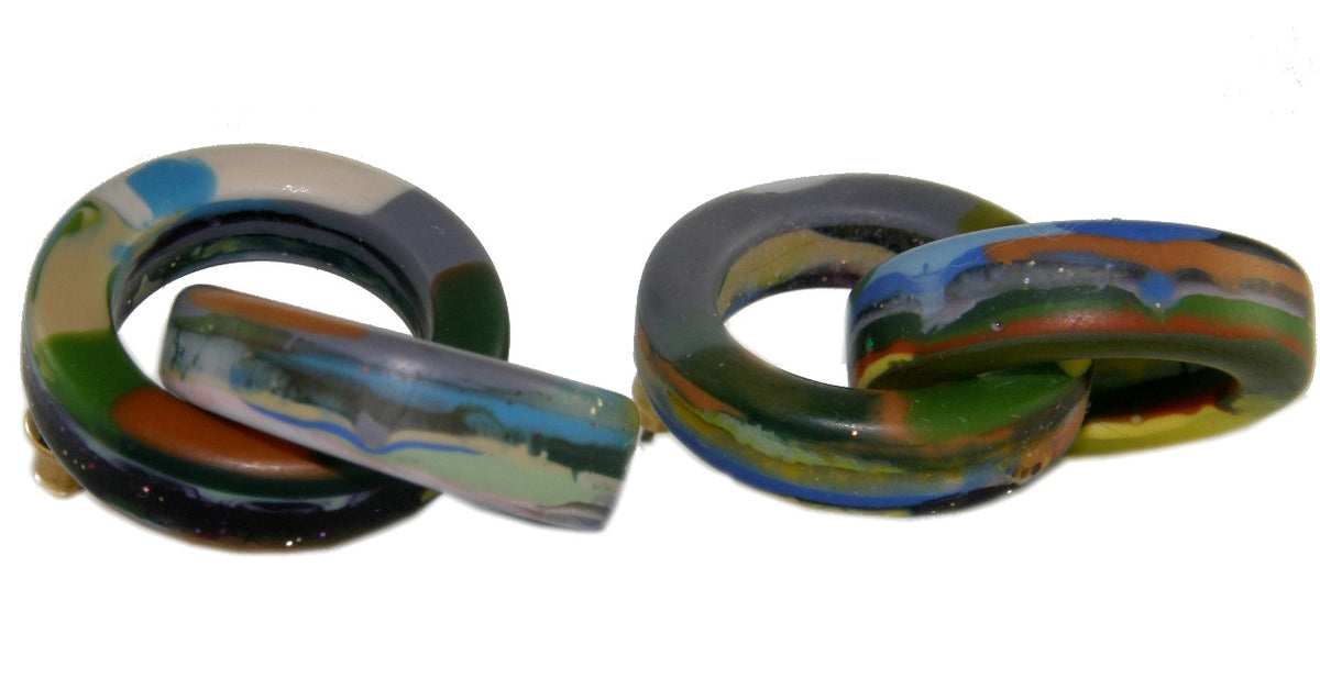 Jackie Brazil "Amazon" Double Rings Resin Earrings ( E2801 )