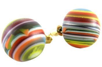 Jackie Brazil "Amazon Mix" Liquorice Striped Stud Ball Resin Earrings ( E2875 )