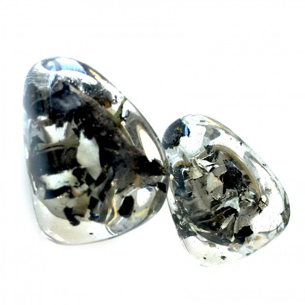 Jackie Brazil "Oval" Seaweed Single Stone Pendant Stud Resin Earrings ( E3608 )