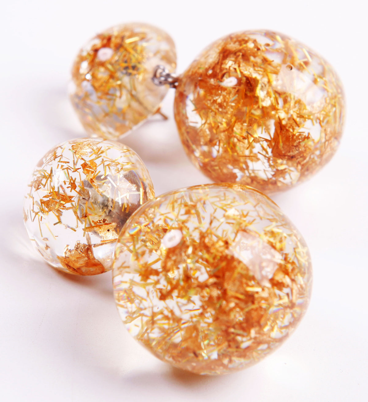 Jackie Brazil "Splendour" Gold Flakes Resin Earrings ( E2495 )