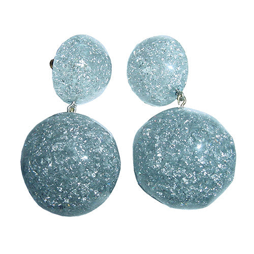 Jackie Brazil "Splendour" Silver Flakes Resin Earrings ( E2495 )