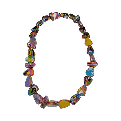 Jackie Brazil "Diamonds" Kandinsky Flintstone Bone 80cm Necklace ( N0080 )