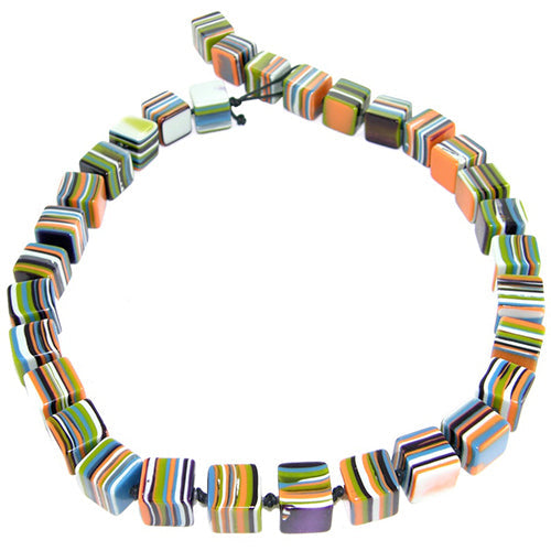 Jackie Brazil "POP" Liquorice Winter Mix Small Cubes 65cm Necklace ( N0046 )