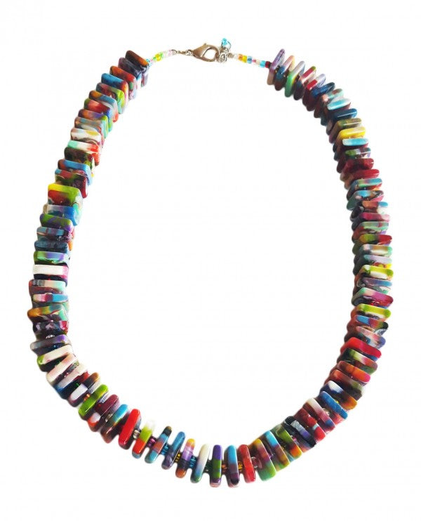 Jackie Brazil "Patricia" Kandinsky Liquorice Squares & Beads 55cm Necklace ( N0025 )