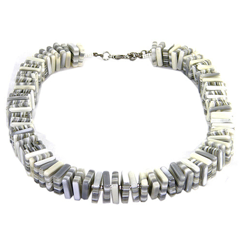 Jackie Brazil "Patricia" Liquorice Squares & Beads Spring Cream Mix 55cm Necklace ( N0025 )