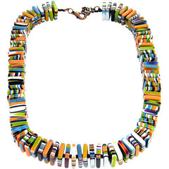 Jackie Brazil "Patricia" Liquorice Squares & Beads Winter Colour Mix 55cm Necklace ( N0025 )