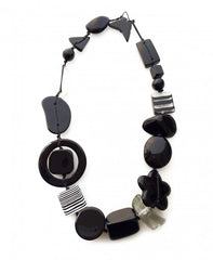 Jackie Brazil "Indiana" Black Multi-Bead Medium Resin 70cm Necklace ( N0033 )