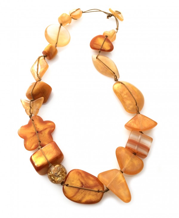 Jackie Brazil "Indiana" Gold Mix Multi-Bead Medium Resin 70cm Necklace ( N0033 )
