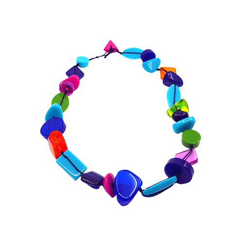 Jackie Brazil "Indiana" Transparent Summer Mix Multi-Bead Medium Resin 70cm Necklace ( N0033 )