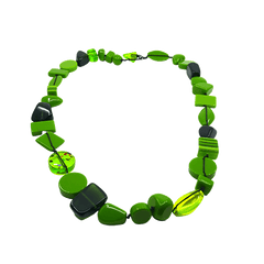 Jackie Brazil "Indiana" Green Mix Multi-Bead Long Resin 110cm Necklace ( N0038 )