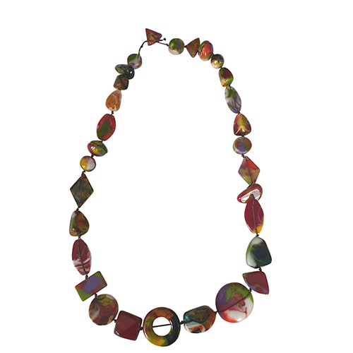 Jackie Brazil "Indiana" Kandinsky Multi-Bead Long Resin 110cm Necklace ( N0038 )