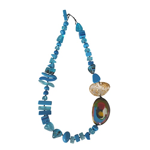 Jackie Brazil "Fusion" Light Blue Mix Long 110cm Bead Necklace ( N0040 )