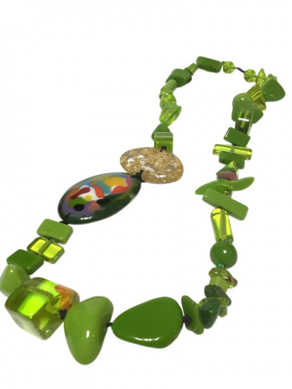 Jackie Brazil "Fusion" Light Green Mix Long 110cm Bead Necklace ( N0040 )