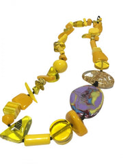 Jackie Brazil "Fusion" Yellow Mix Long 110cm Bead Necklace ( N0040 )