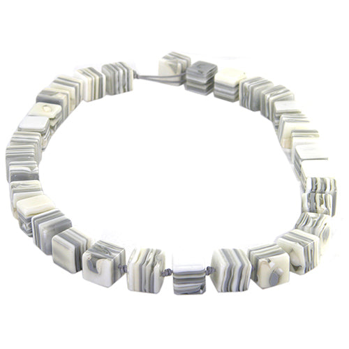 Jackie Brazil "POP" Liquorice Cream Mix Small Cubes 65cm Necklace ( N0046 )