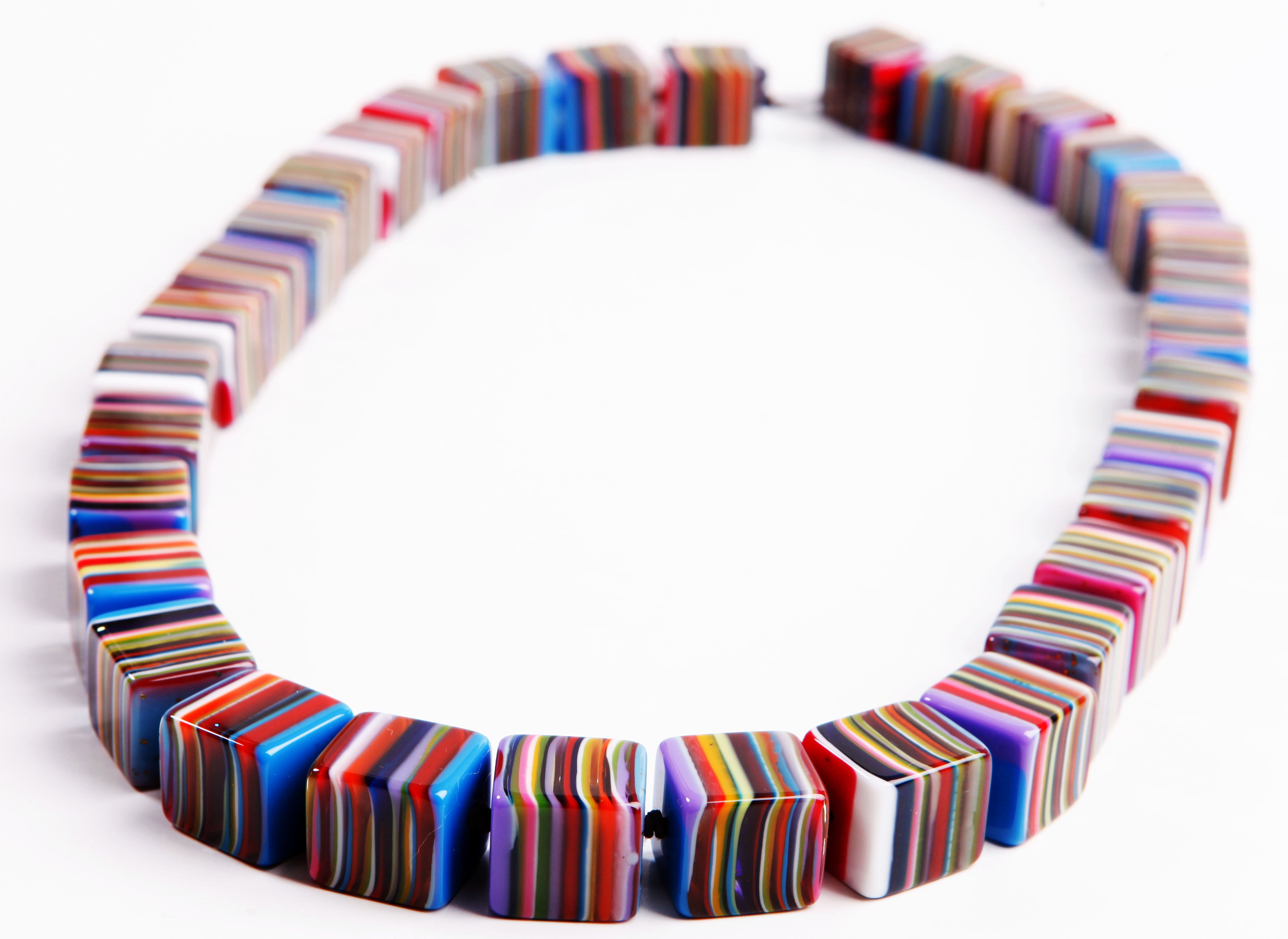 Jackie Brazil "POP" Liquorice Mix Colours Small Cubes 65cm Necklace ( N0046 )