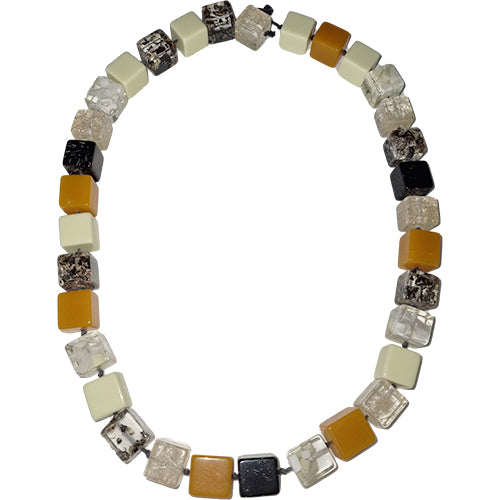 Jackie Brazil "POP" Seasons Mix Liquorice Small Cubes 65cm Necklace ( N0046 )