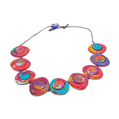 Jackie Brazil "Saturn" Kandinsky Disk and Cylinder On String Short 50cm Necklace ( N0060 )