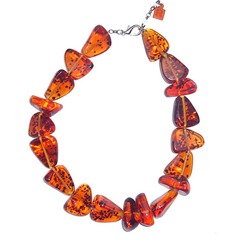 Jackie Brazil "Diamonds" Amber Flintstone Bone 55cm Necklace ( N0061 )