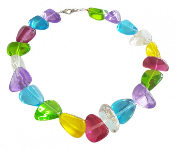Jackie Brazil "Diamonds" Transparent Summer Mix Flintstone Bone 55cm Necklace ( N0061 )