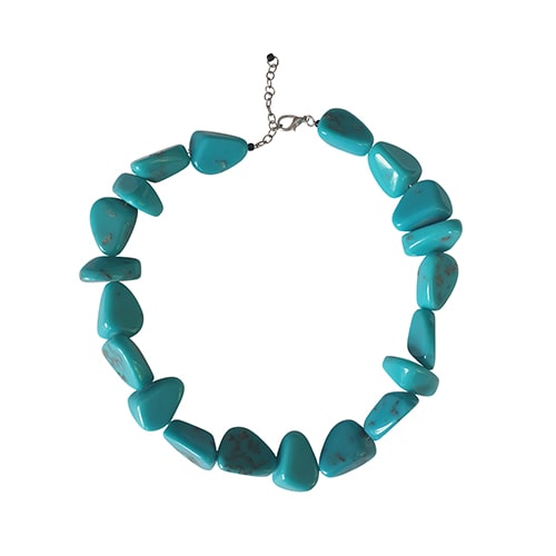 Jackie Brazil "Diamonds" Turquoise Flintstone Bone 55cm Necklace ( N0061 )