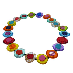 Jackie Brazil "Saturn" Transparent Summer Mix Disk and Cylinder Long 75cm Necklace ( N0065 )